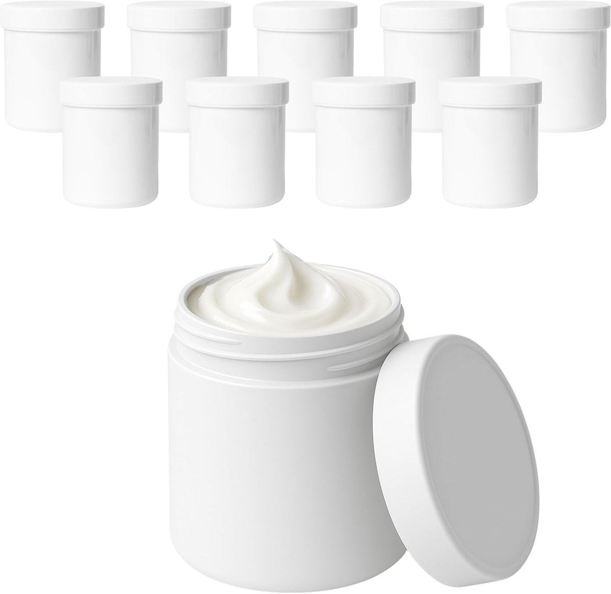 Lege crème potjes 250 ml - plastic met schroefdeksel - BPA-vrij - ideaal voor zelfgemaakte producten - ShopVlot