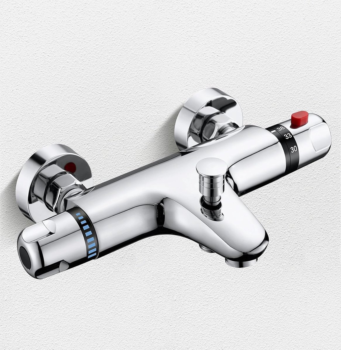 badmengkraan, wandmengkraan voor douche, chroom, thermostatische