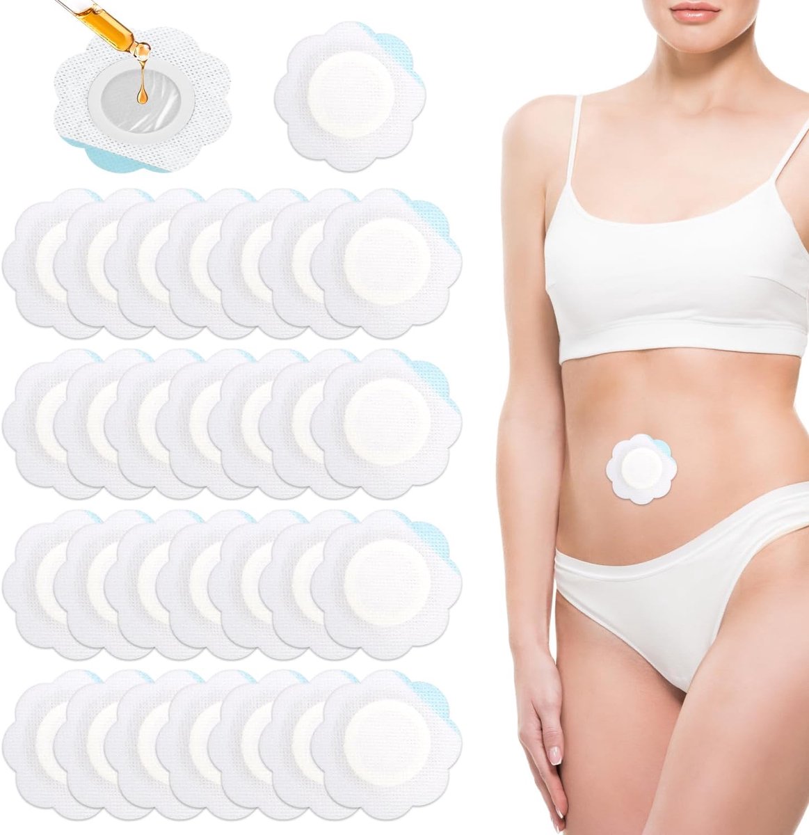 30st Castor Oil Pack Wrap voor Navel, Zelfklevend Castor Oil Belly