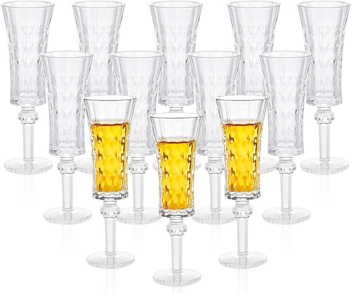 SnelShoppen - Set van 12 Cordial Glazen met Handvat, 45 ml Sherry Glazen, Limoncello Glazen voor Tequila, Shot Glazen met Steel voor Feest, Bruiloft e
