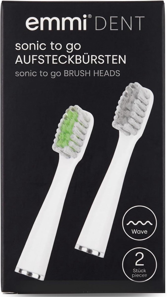SnelShoppen - 2 x Vervangborstels voor Sonic To Go Tandenborstels met Gebalanceerde Hardheid, Wit, 20.000 Bewegingen per Minuut - Ideaal voor Dagelijk