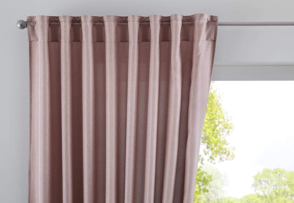 Omgoods - Cationic Gordijn met Verborgen Lussen 225x140 cm - Taupe Opaque Linnen Look