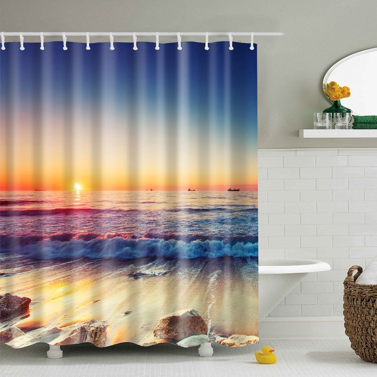 Omgoods - Kleurijk Douchegordijn 240 x 200 cm Waterdicht Polyester