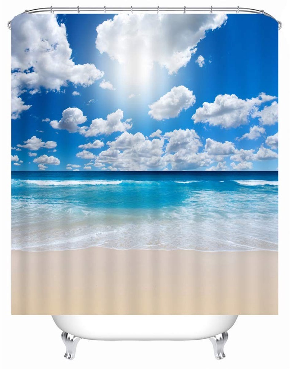 Omgoods - Strandmotief Douchegordijn 240x200cm Waterdicht en Antimould