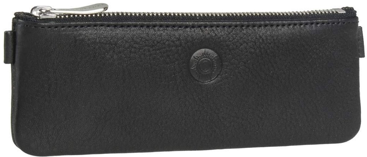 Omgoods - Leren Pennenetui van Zuid-Duitse Koehide - 16 cm Zwart