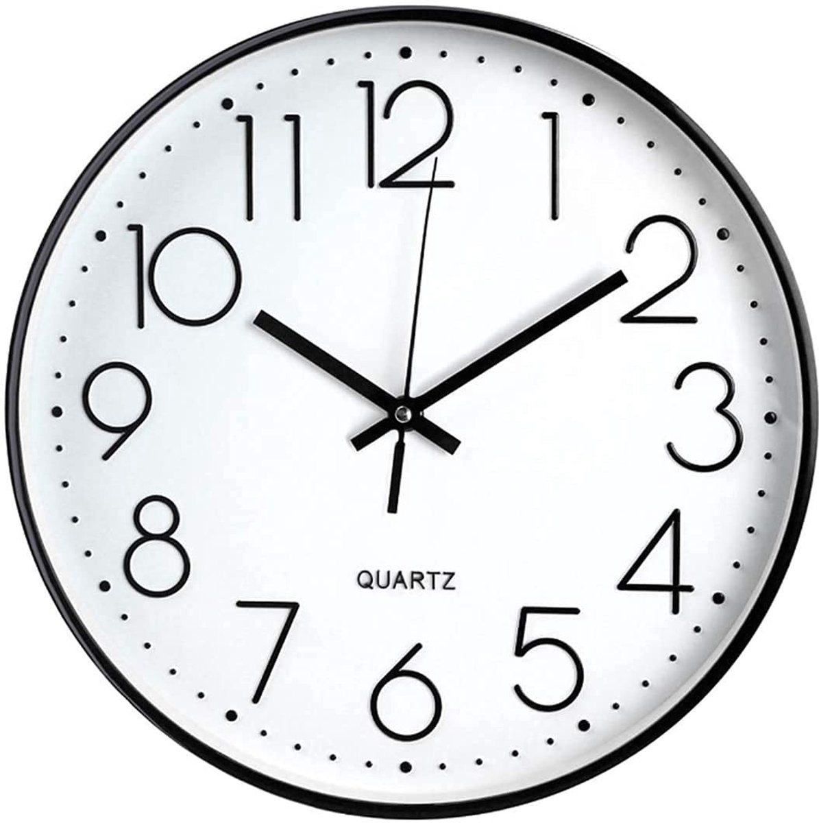 Omgoods - Wandklok 30cm - Stille Quartz Klok met Groot Zwart Wijzerplaat