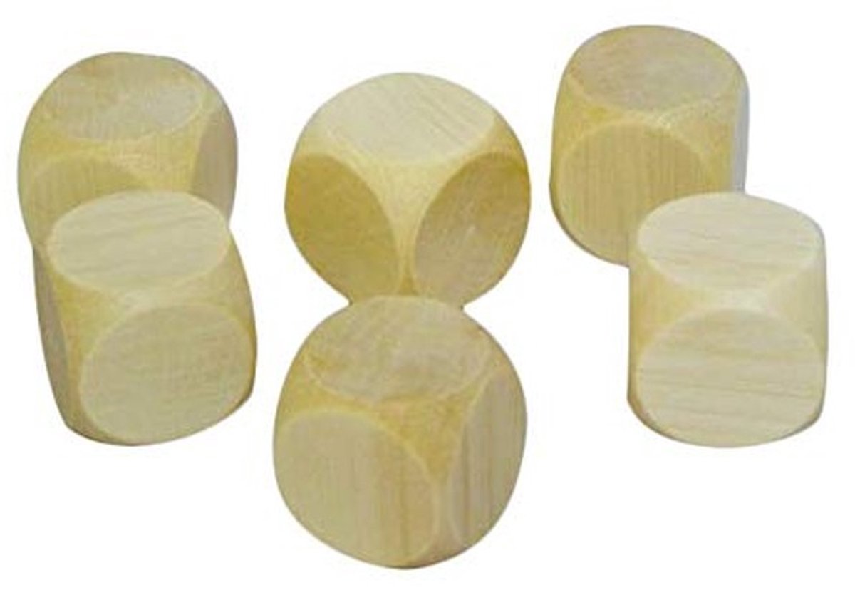 Omgoods - 10 Houten Dobbelstenen - Blanco en Onbehandeld - Perfect voor Creatief Gebruik
