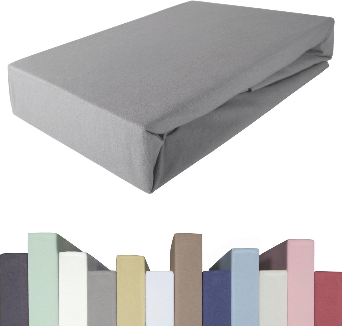 Omgoods - Fitted Sheet voor Boxspring Bed - Jersey Katoen met 5% Elastane - 180 x 200 tot 200 x 220 cm - Stone Grey