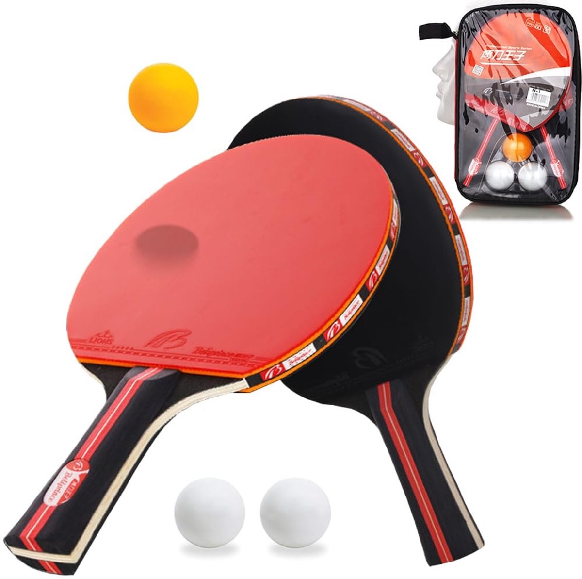 Omgoods - Tafeltennisset met 2 Batjes, 3 Ballen en Netvak voor Amateurs en Experts