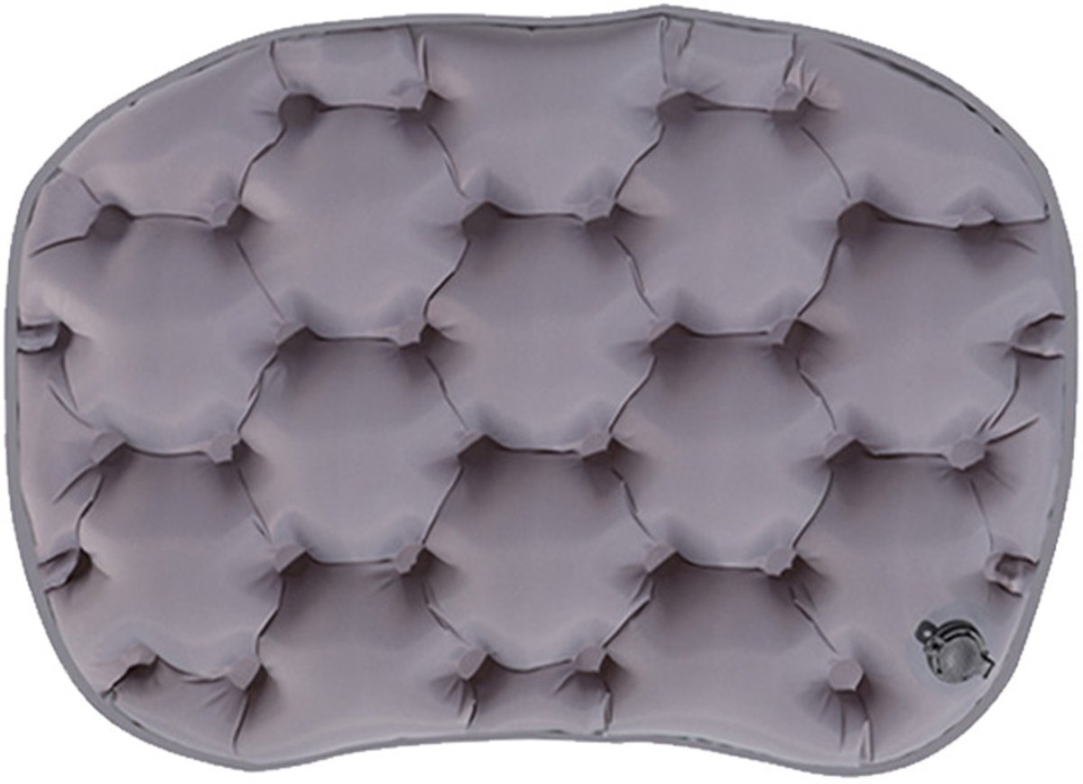 Opblaasbaar zitkussen - Waterdicht zitkussen - Reiszitkussen - Zitkussen - 38x27 cm opgeblazen - Geschikt voor langeafstandsvluchten, stadions, vrachtwagens, rolstoelen, kamperen en kantoren - Grijs
