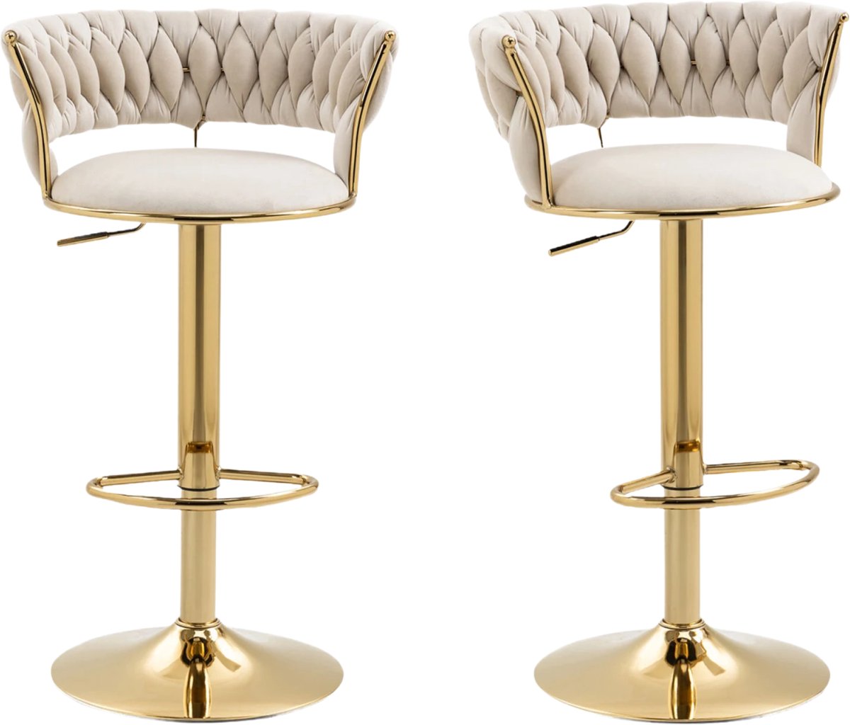 Zitkruk Set van 2 - Verstelbare Hoogte - 360° Draaibare Barstoelen