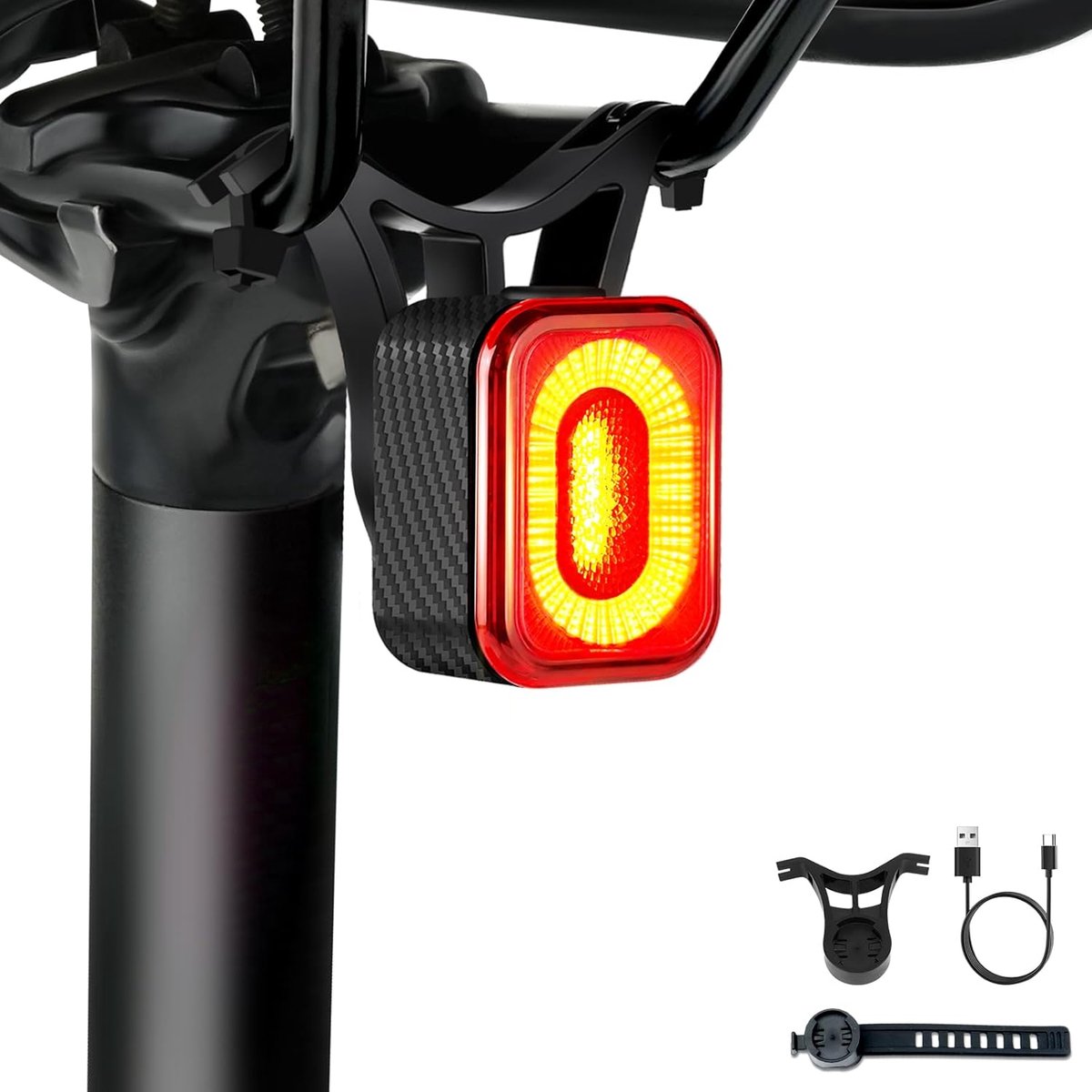 Achterlicht fiets - Fiets achterlicht - Fiets achterlicht led batterij - Fiets achterlicht oplaadbaar - Fiets lamp USB oplaadbaar - IP66 fietslamp - Fiets remsensor licht