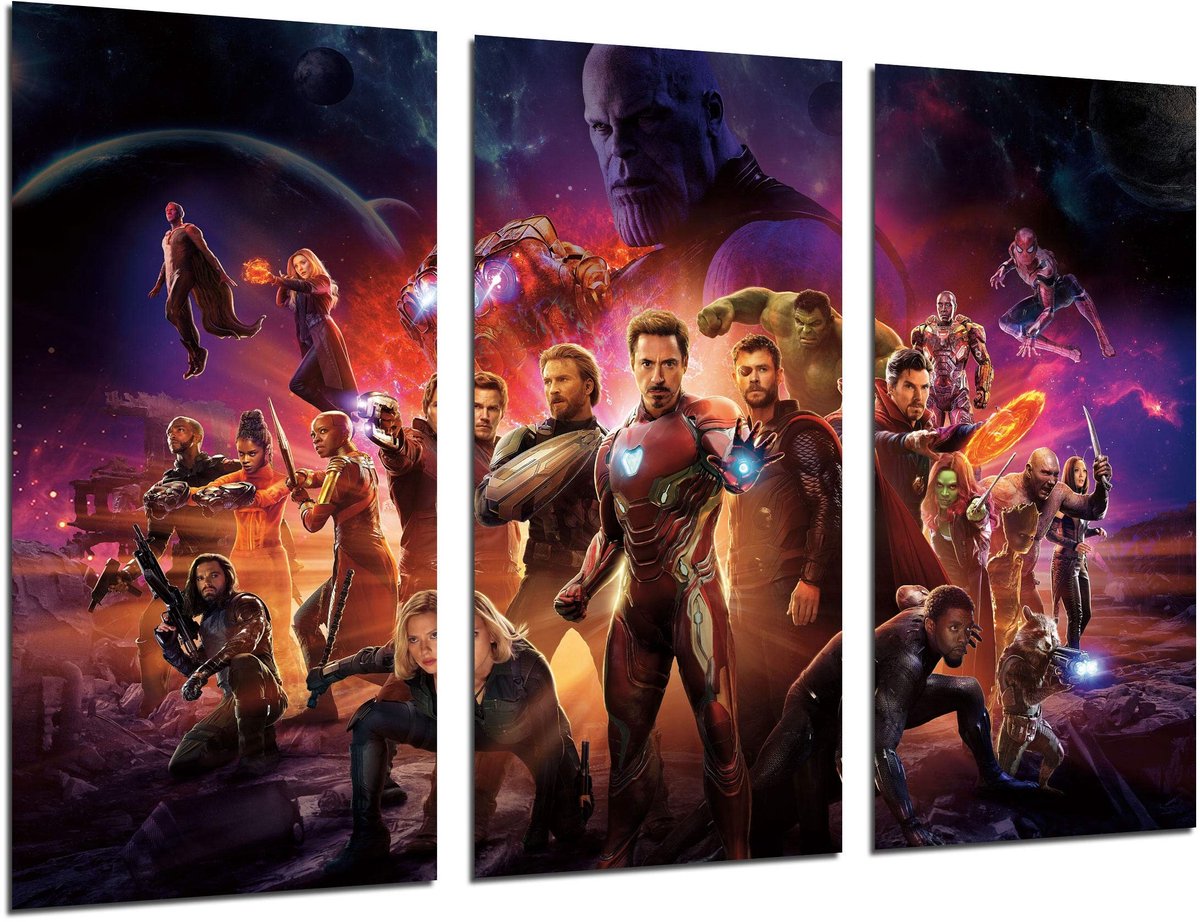 Omgoods - XXL Foto Lijsten Set van 3 - Superhelden Decoratie