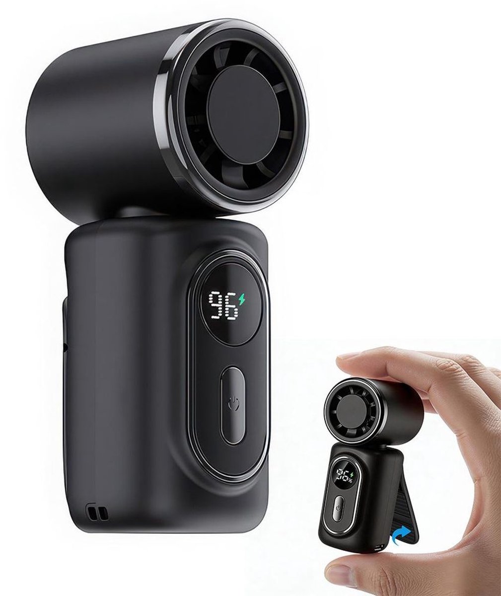 LISM-Deze draagbare miniventilator met clip heeft 6 windsnelheden, een led-display, een ingebouwde 3000mAh USB-C-batterij en is stil en compact, waardoor hij geschikt is voor kinderwagens en op reis.