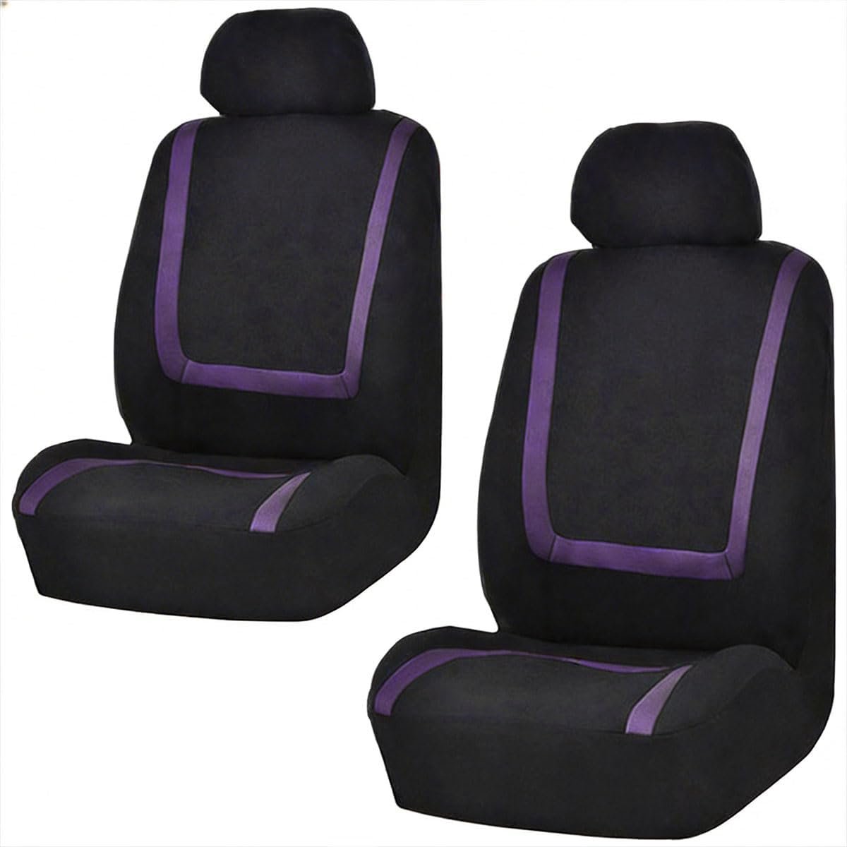 Auto Stoelhoezen - 2 Stuks Ademende Stoelbeschermers - Antislip Bestuurdersstoelhoezen - Universele Pasvorm voor Personenauto, SUV en Pick-up - Airbagcompatibel - Zwart en Paars - Comfortabel Zitvlak