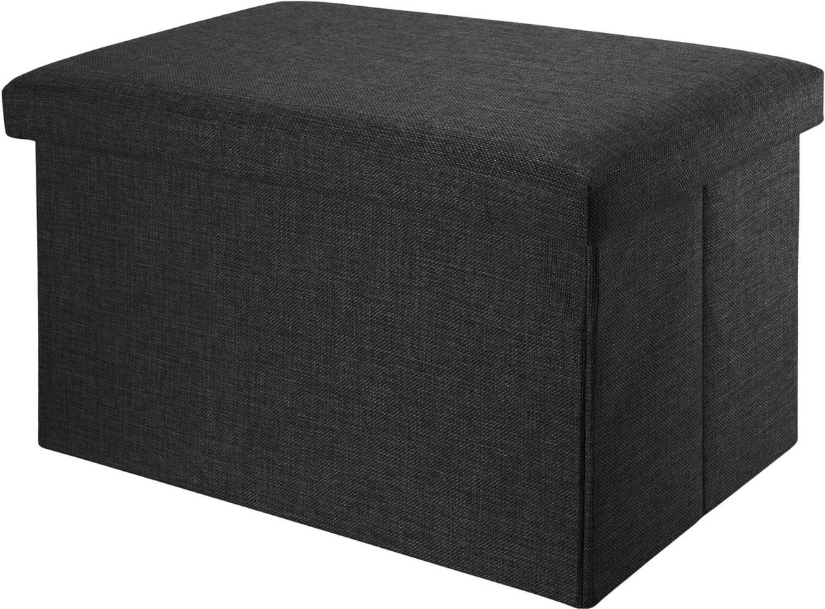 Omgoods - Opvouwbare Bean Bag met Linnen Look - Zwart