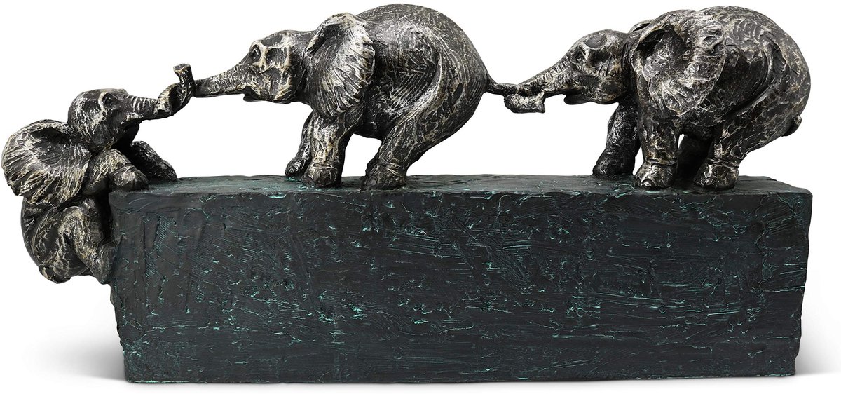 Omgoods - Beeld 'Familiebanden' - Decoratieve Olifanten Sculptuur 43 cm Lang