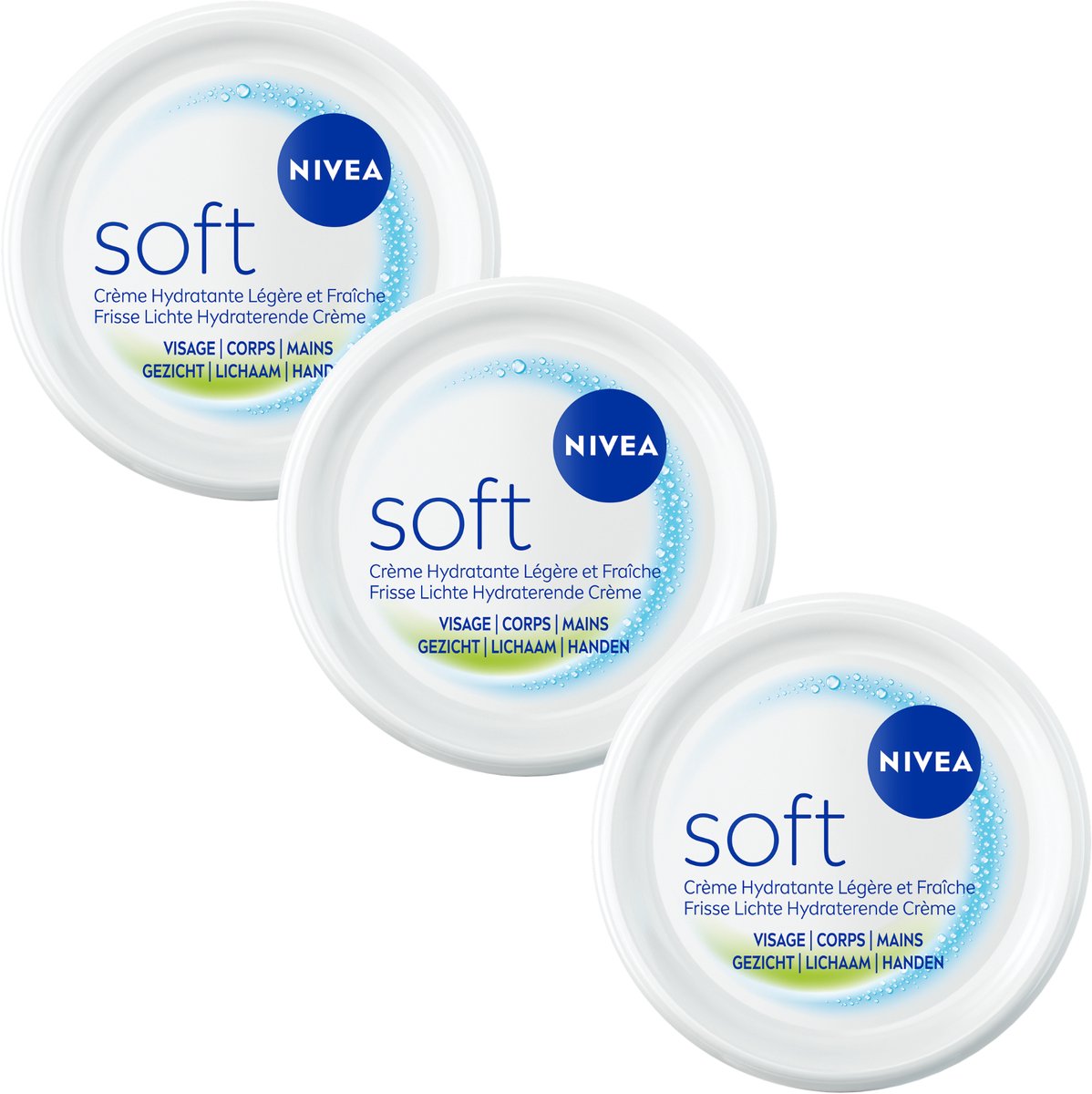 NIVEA Soft Bodycrème - Body Cream voor Lichaam en Gezicht - Hydraterende Gezichtscrème - Voordeelverpakking -3x 300ml