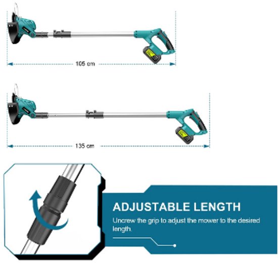 8 Inch Borstelloze Elektrische Grasmaaier Draadloze Grastrimmer Verstelbare Tuinsnijder voor Makita 18V-2 Battery. — afbeelding 4
