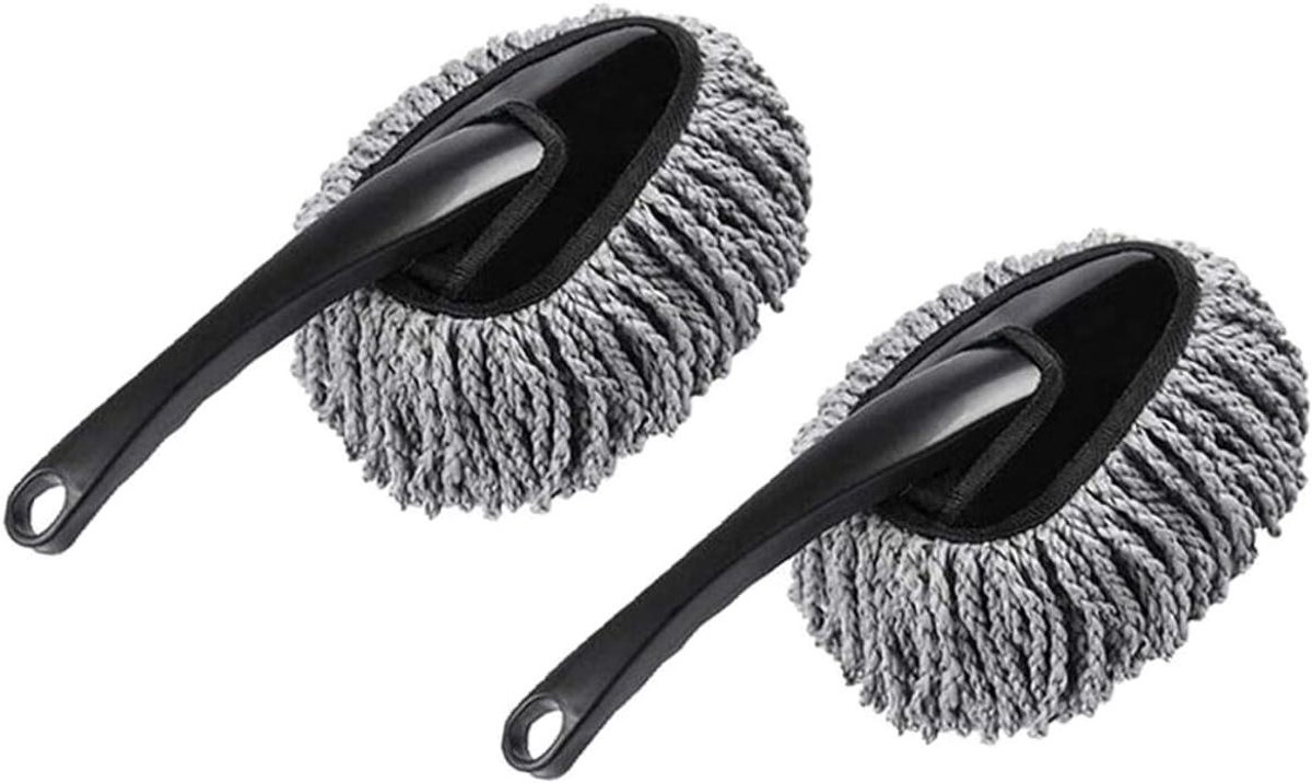 Autowasborstel Set - Poetsborstel Auto - Auto Reinigen - Ergonomisch Handvat - 29 cm - Grijs