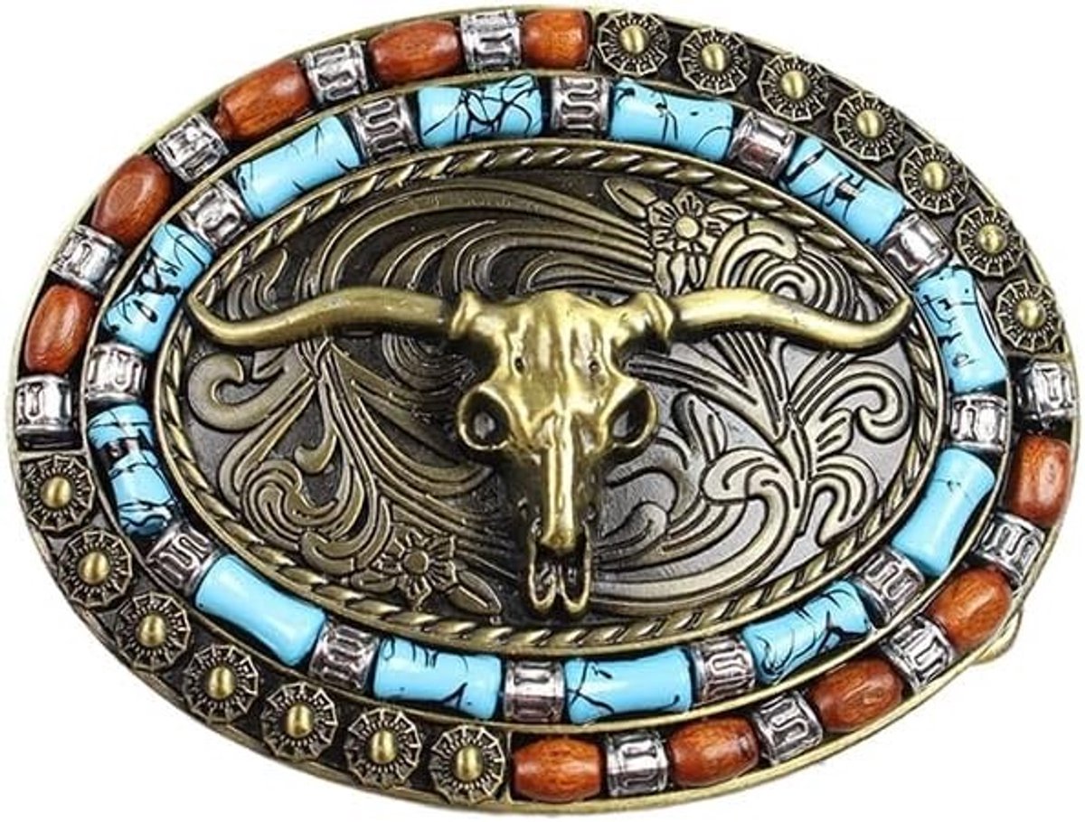 Unieke Western Goudkleurige Ceintuursluiting met Stierkop, 99 x 75 mm, Ideaal voor Persoonlijke Stijl en Vervanging van Riemen voor Mannen en Vrouwen