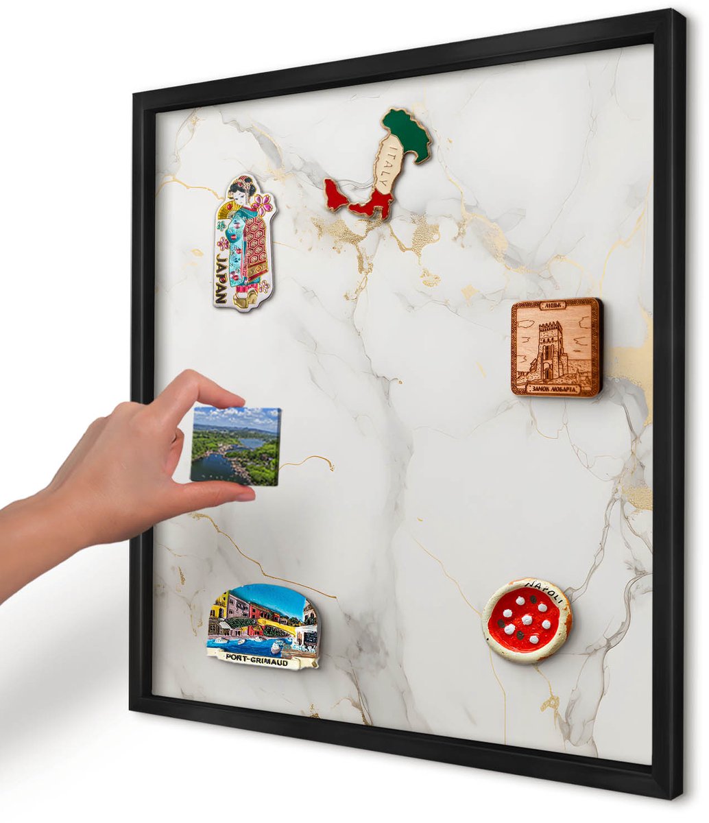 Artprintcave Wit Magneetbord mit Zwart Frame - 50x50 cm - Verfijnde Elegantie Magnetisch Bord - Modern Magneet Bord mit Frame - Texturen