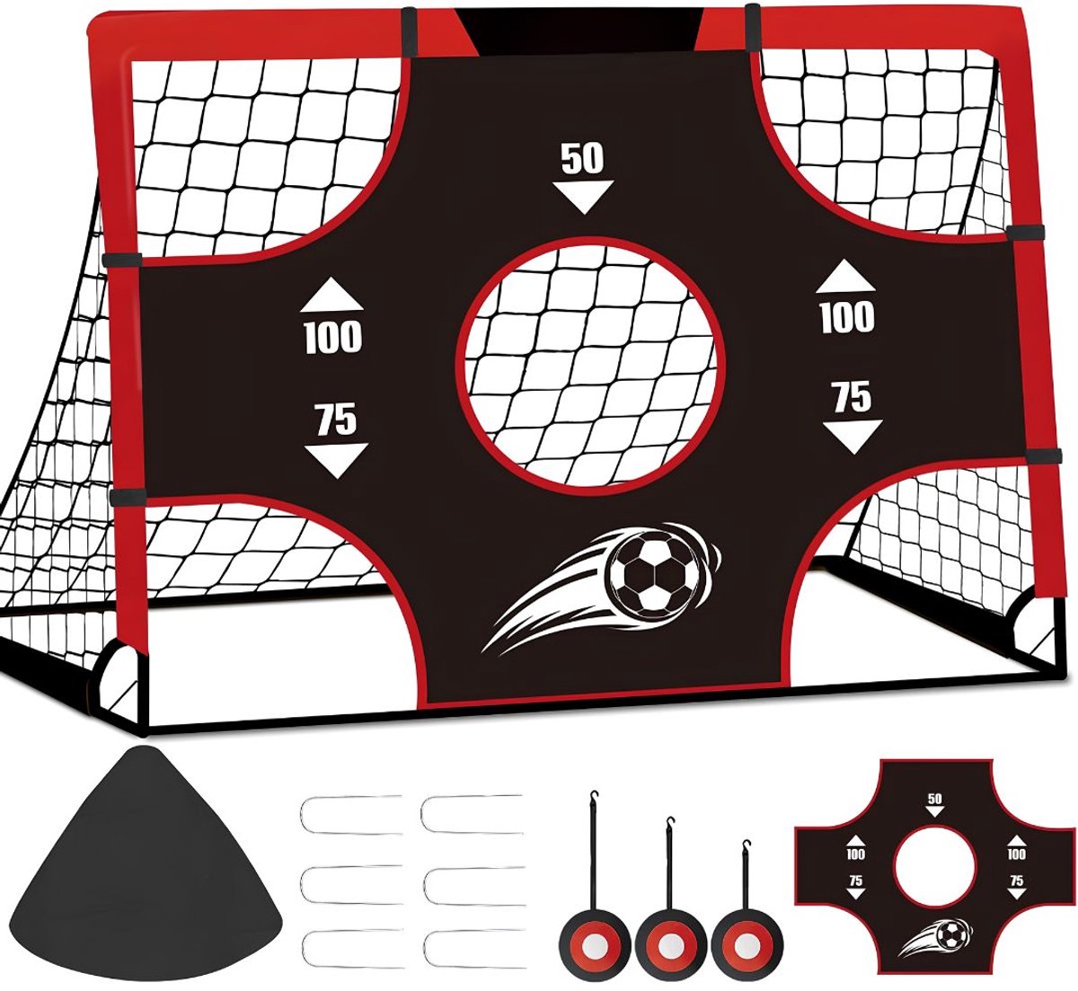 JCP® Voetbaldoel - Voetbaldoel Kinderen - Voetbal Training Doel - Rood - 120cm x 90cm x 90cm