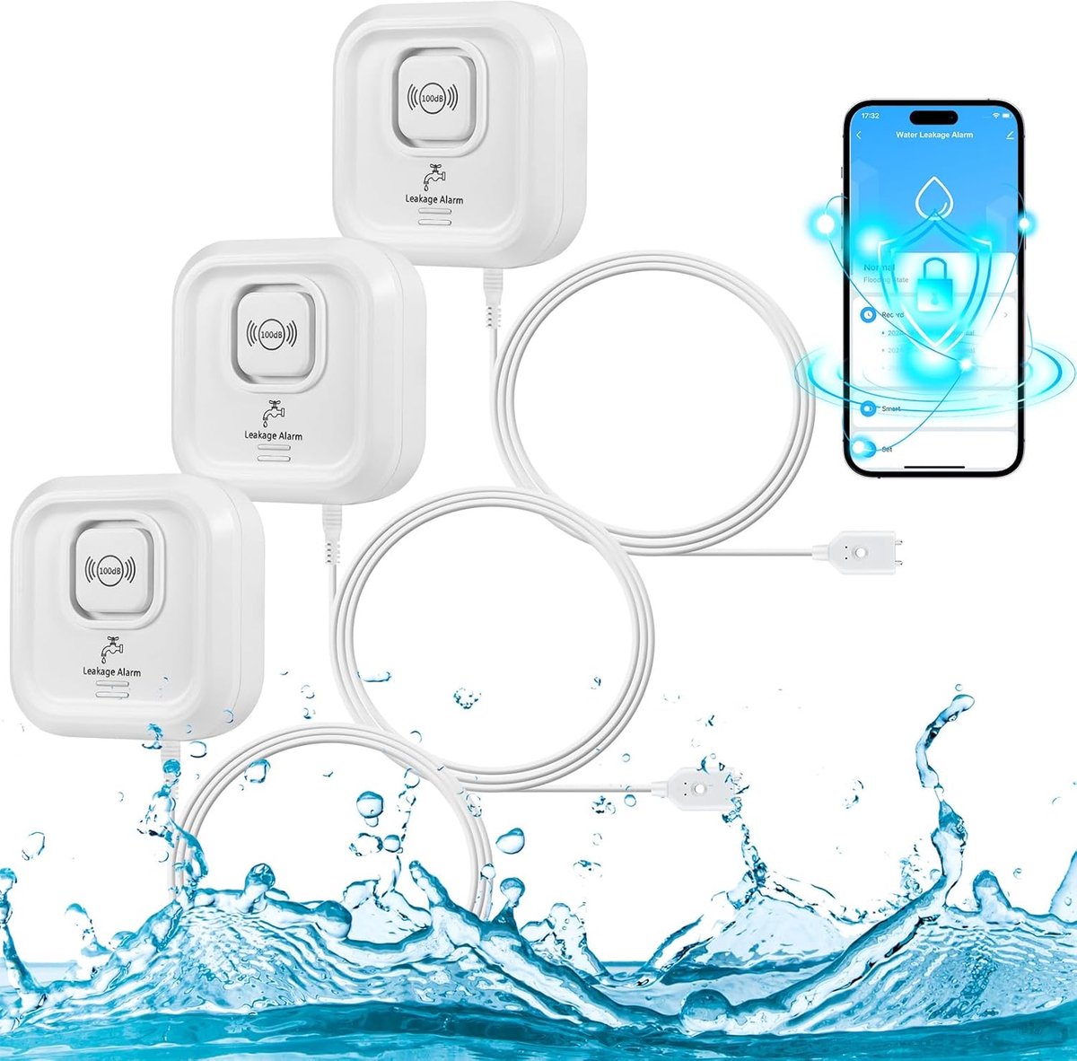 Watermelder, wifi, 100 dB, luide watersensor met Smart Life app