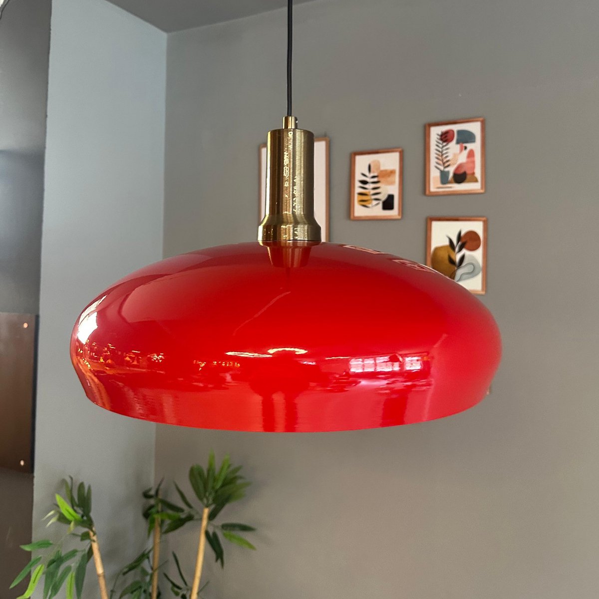 Bamyum Androa hanglamp, industriële Modern stijl, Ø40 cm, rood metalen lamp