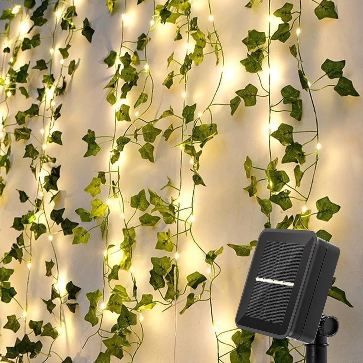 Lichtsnoer voor buiten, zonne-energie, 6m LED, 60 leds, klimop, feeën, 8 modi