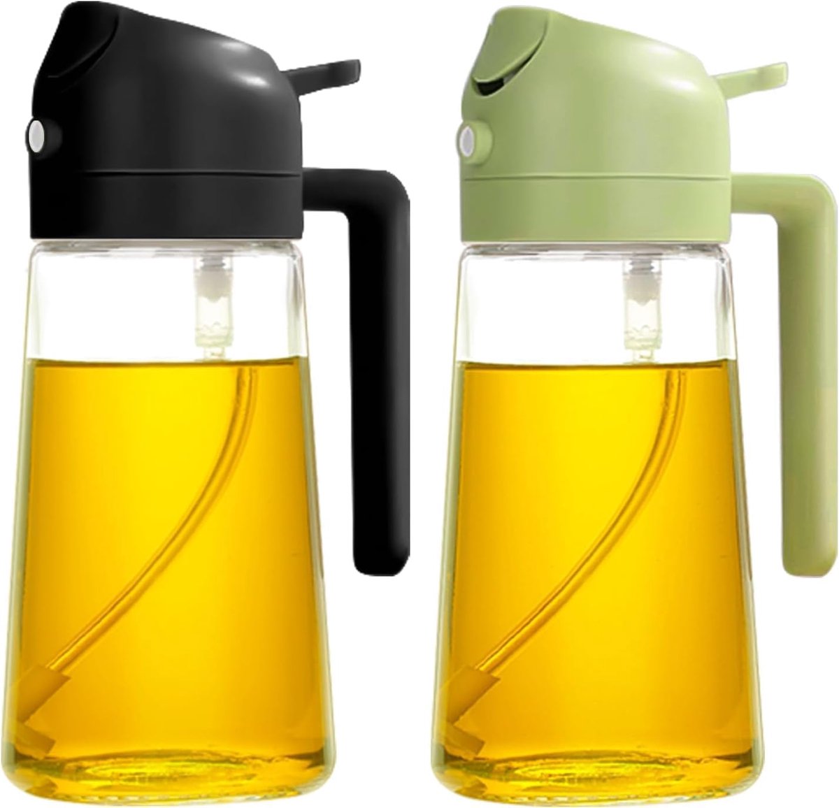 2Pcs Olijfolieverdeler, 2 in 1 Oliespuit voor koken, 16oz/470ml