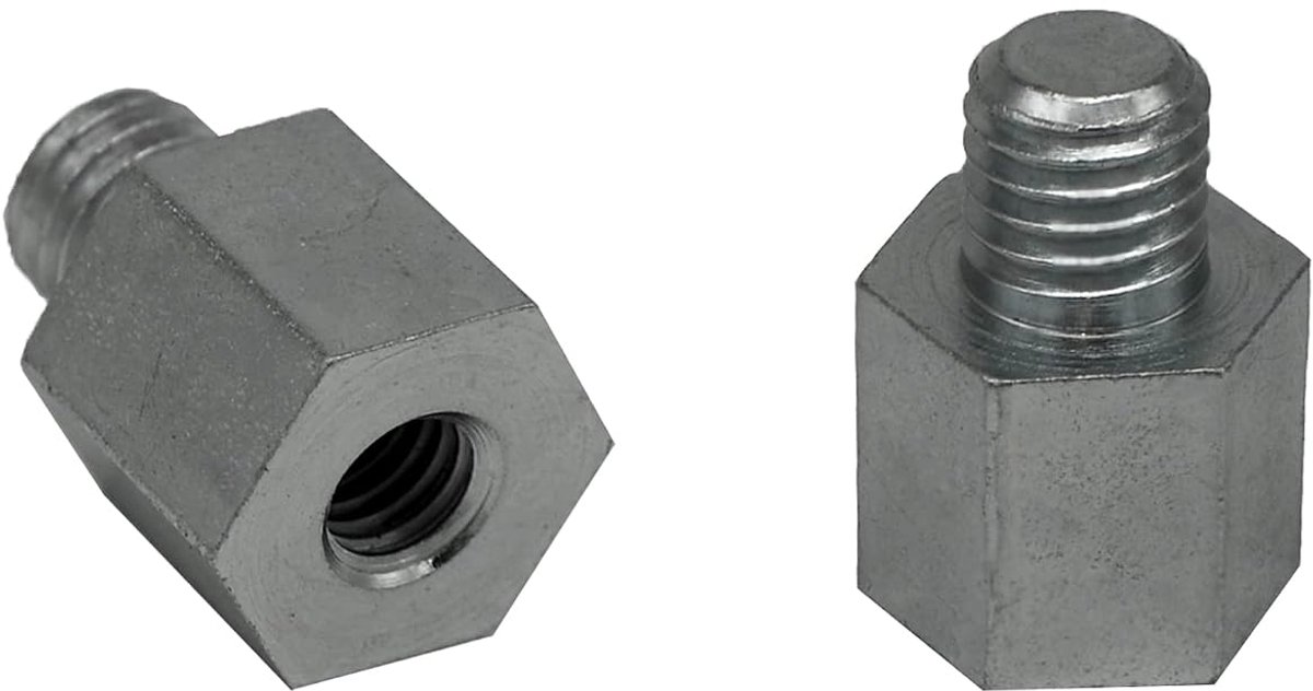 M8 naar M10 - Made in Germany - verloopnippel verloopmoffen spiegeladapter (2 stuks)