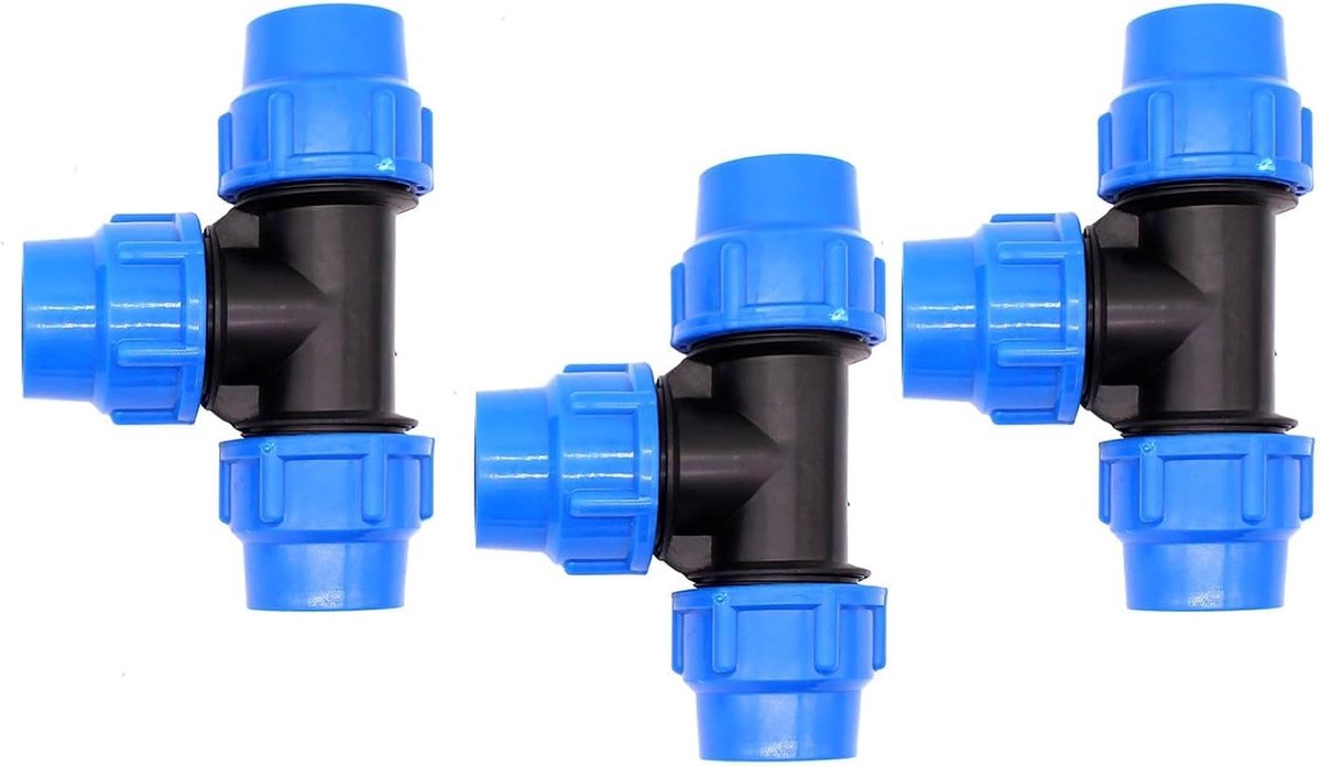 25 mm hoek 90 graden 3 stuks, PE 90 graden hoekstuk, kunststof connector voor buis drinkwater, hoek 90 graden voor tuinirrigatie en waterinstallatie buiten (T-connector)