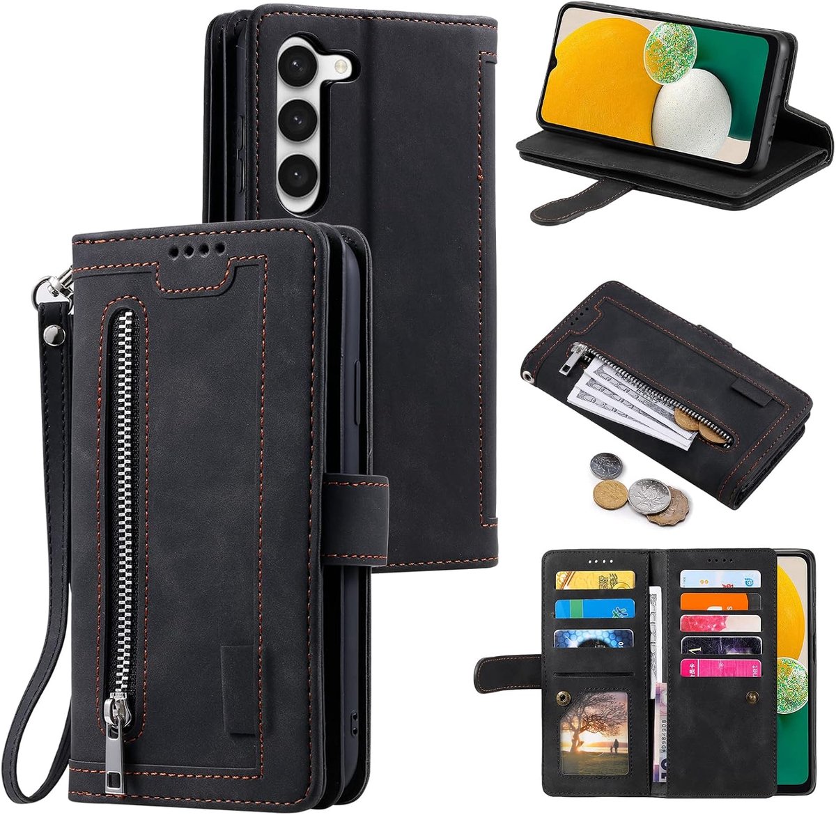 Hoes voor mobiele telefoon voor Samsung Galaxy S23, flipcase, lederen