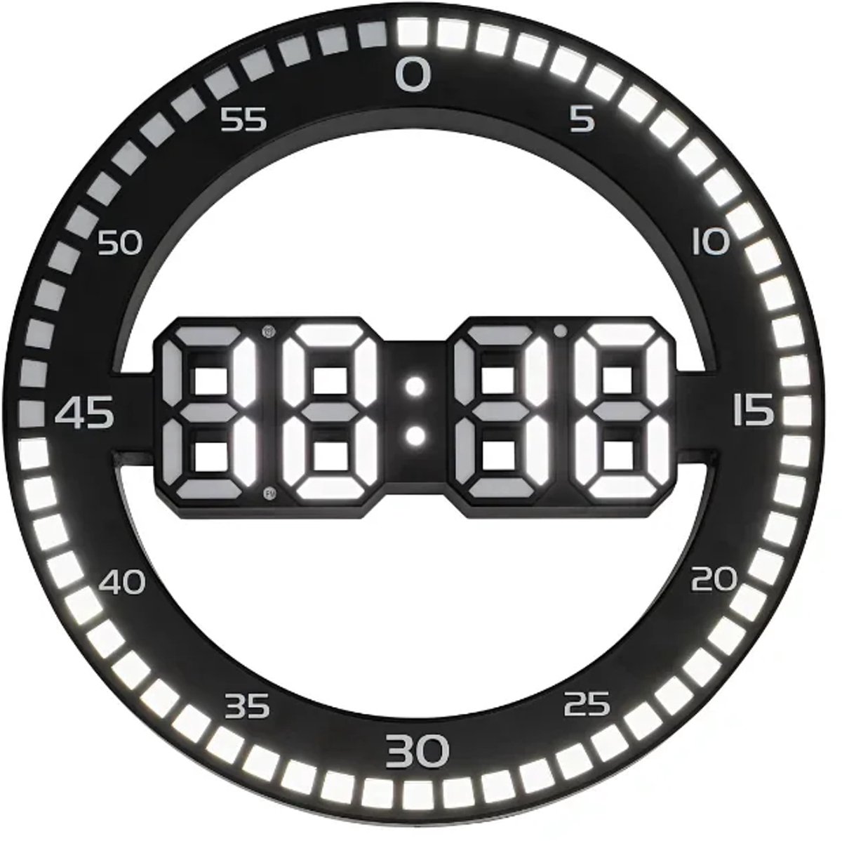 Dimbare digitale LED-tafel- en wandklok Ø 30,5 cm