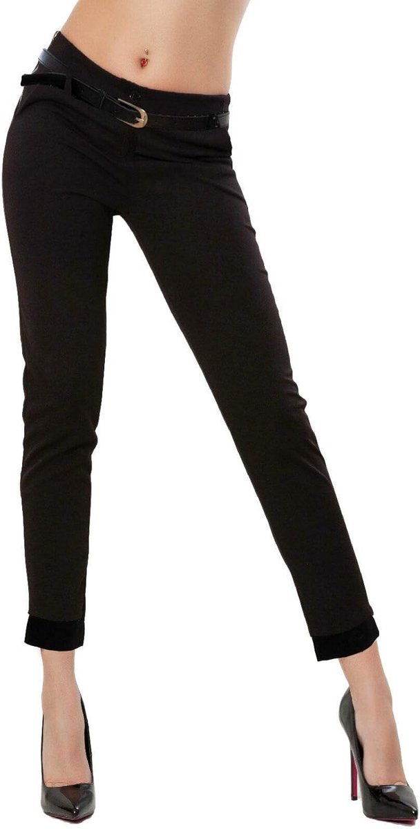 Klassieke Elegante Damesbroek met Zakken Lage Taille en Riem As-28251