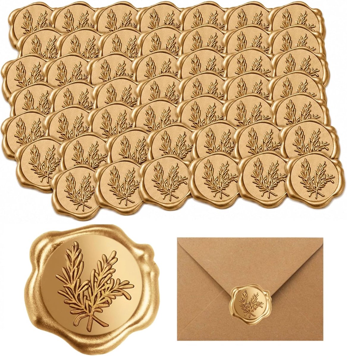 50 stuks waszegels, goudkleurig, zelfklevend Waszegelstickers