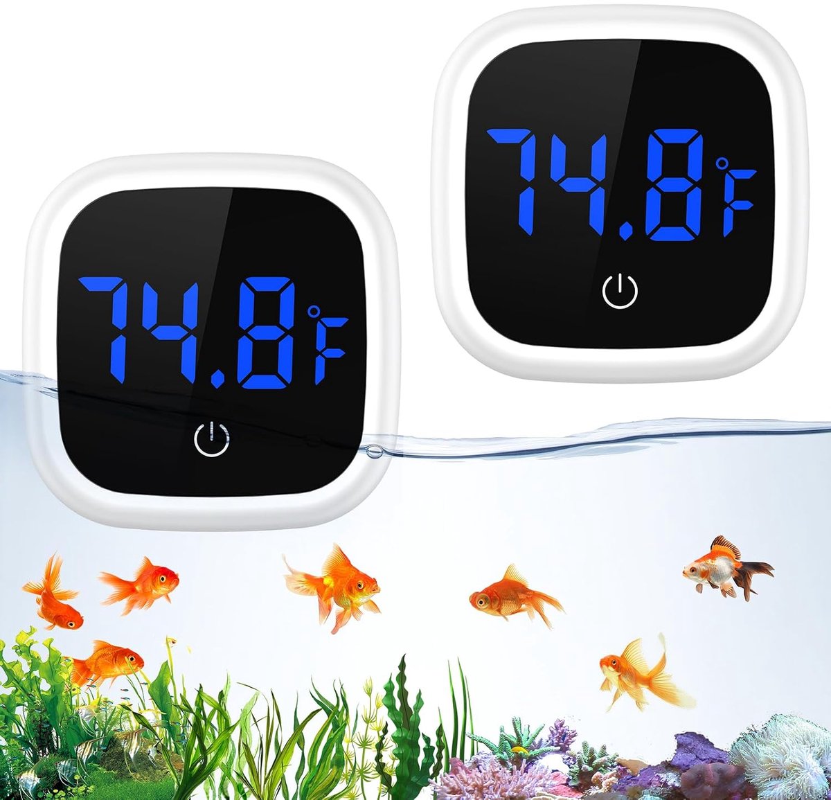 Aquariumthermometer, 2 stuks, digitale mini-aquariumthermometer met