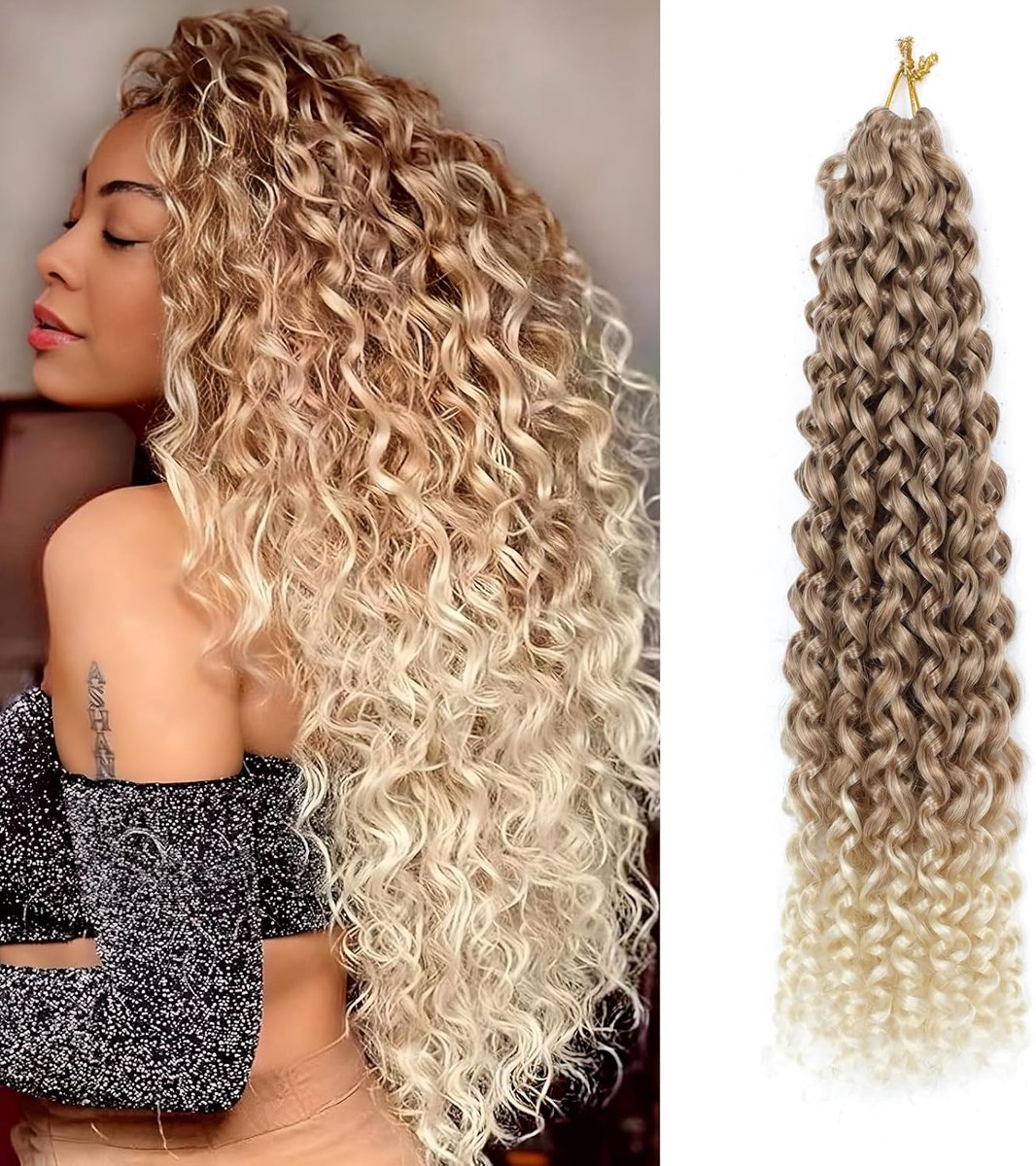 8 Packs GoGo Curl Crochet Hair 18 Inch Long Curly Crochet Hair Women