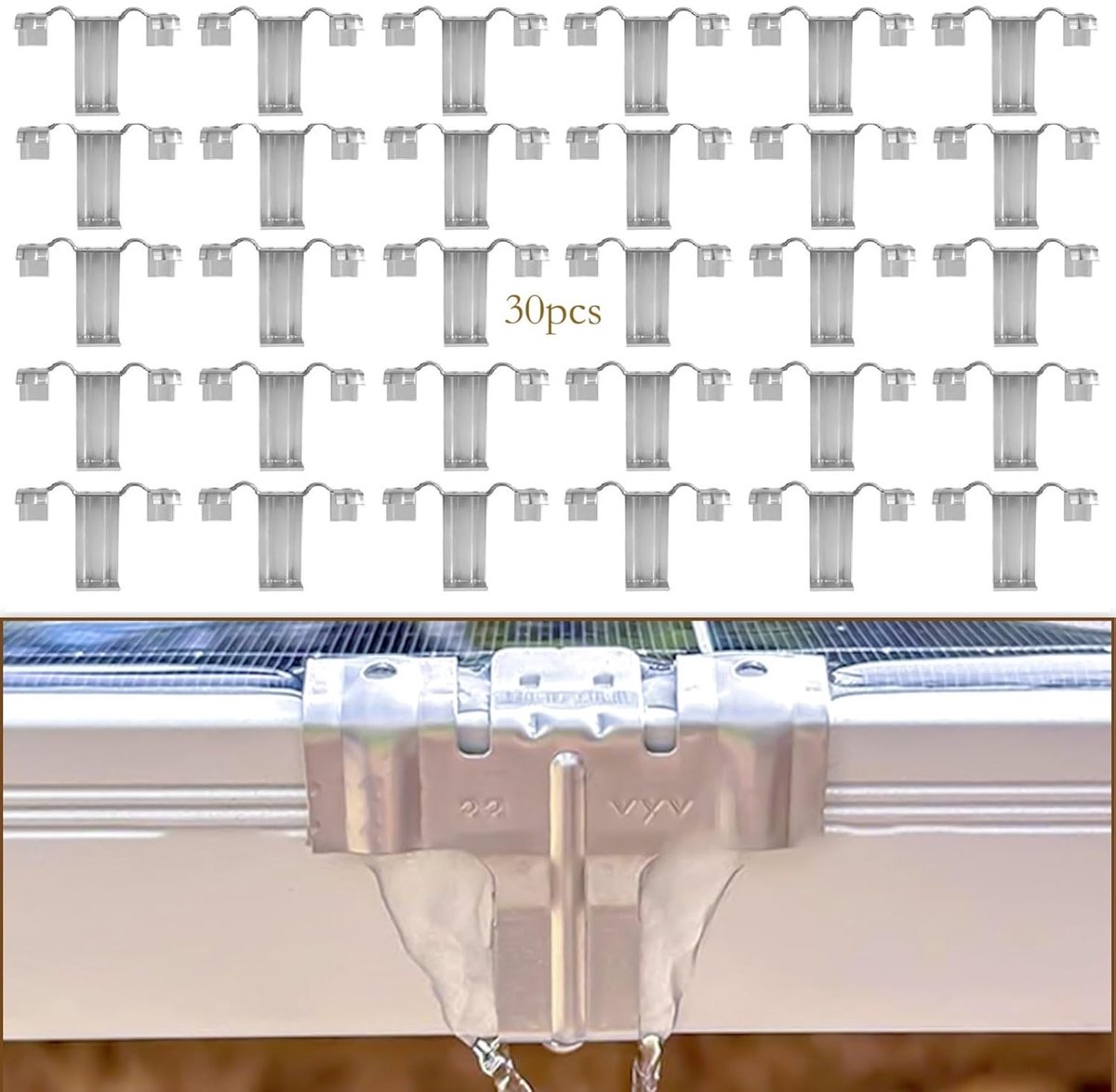 Drainageclip voor fotovoltaïsche stroom, waterafvoer voor zonnepanelen, voor het automatisch verwijderen van regenwater en stof van de plaat, 30 stuks (drainage clip 35 mm)