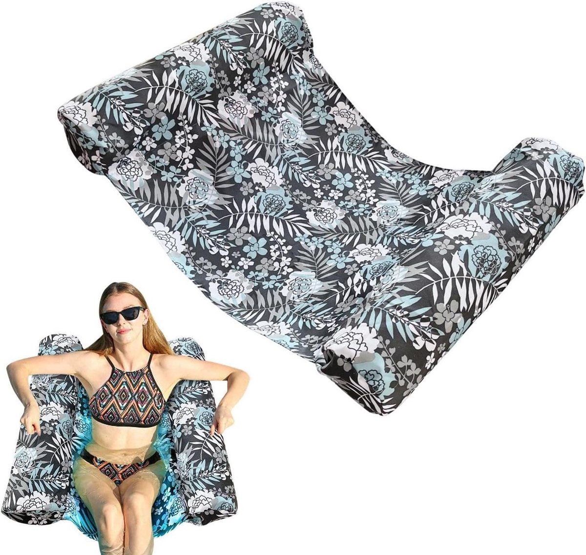 Drijvende Hangmat - Waterlounge Opblaasbaar - Zomerse Ontspanning - Bloemenprint Design - 130x70 cm - Meerdere Kleuren