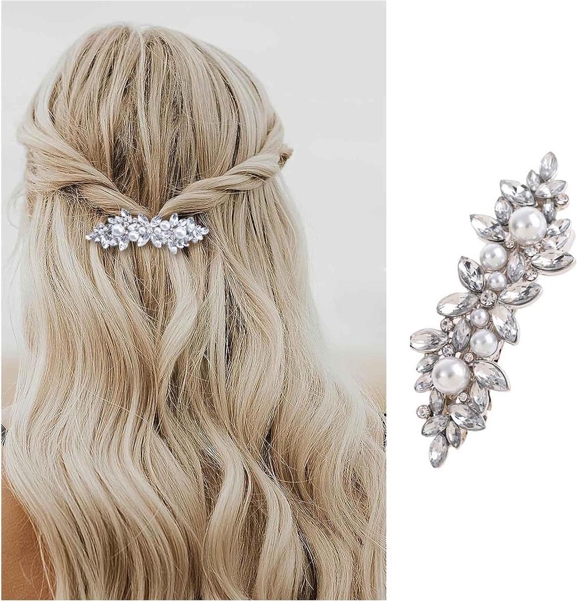 Kristallen Parel Haar Haarspeldjes Zilveren Parel Haar Haarspeldjes Clip Strass Haar Clip Haarspelden Sprankelende Cz Bruids Haar Clip Parel Bruiloft Hoofdtooi Haaraccessoires voor