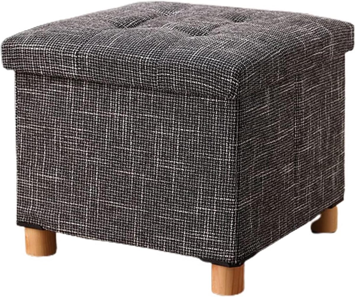 Opvouwbare Poef - Opbergkruk Voetenbank - Woonkamer Organiseren - Met 4 Houten Poten - 38cm - Veelkleurig