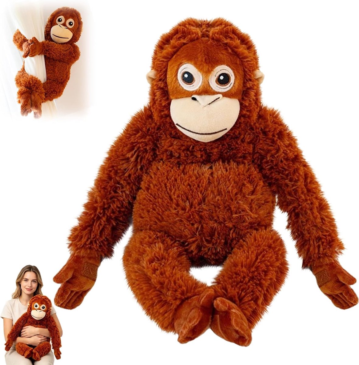 Pluche dier 66 cm Orang-Utan aap van pluche materiaal, wasbaar, zacht, als cadeau, ideaal voor fans en dierenliefhebbers