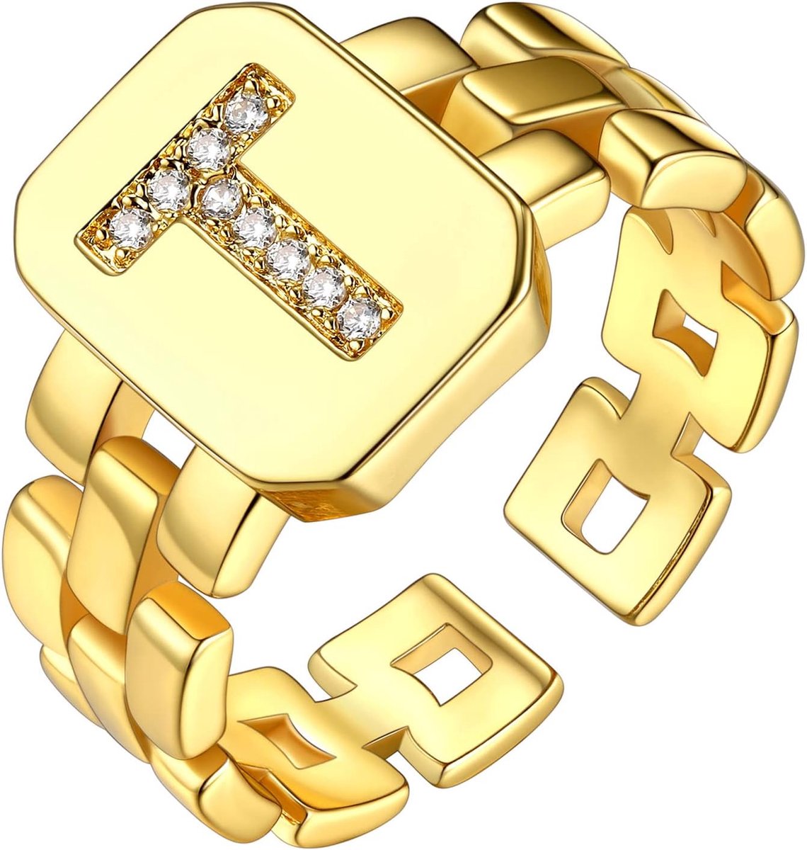 Ringen met 26 Alfabet Cubic Zirconia Hip Hop Manchet Ringen voor