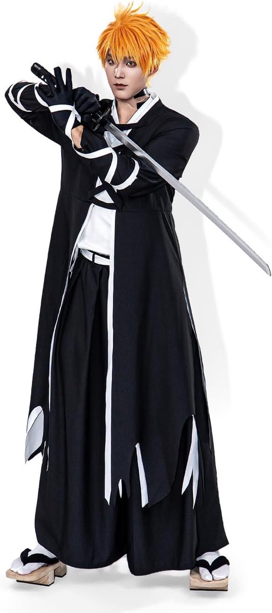 Mannen Anime Upgraded Kurosaki Ichigo Cosplay Kostuum