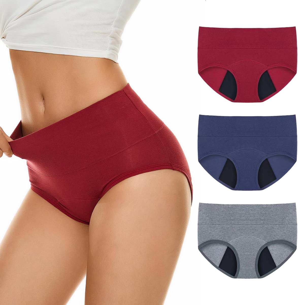 Menstruatieondergoed Katoen Hoge Taille - Dames Menstruatie