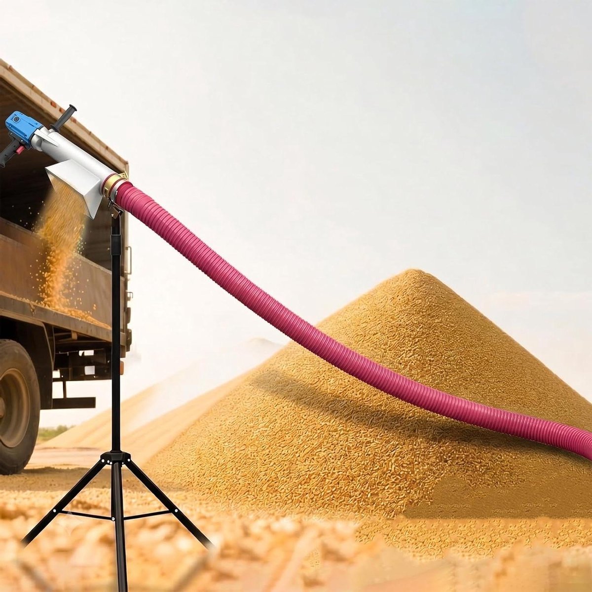 Graan Transporteur - Materiaalslang Vijzel - Materiaal Verplaatsen - Hoge Capaciteit - 1.5m Lengte - Grijs