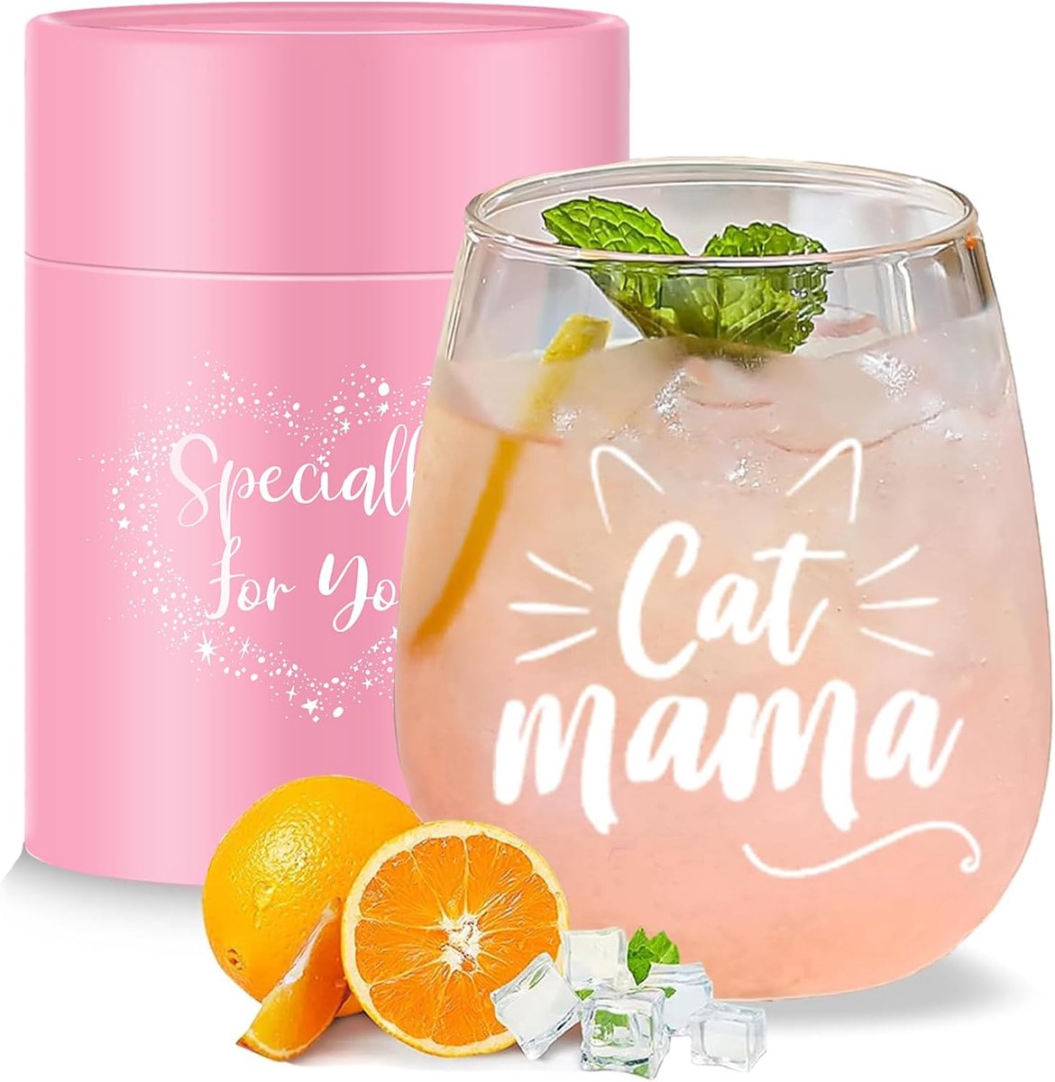 Wijnglas met kattenmotief, cadeau voor kattenliefhebbers, grappige
