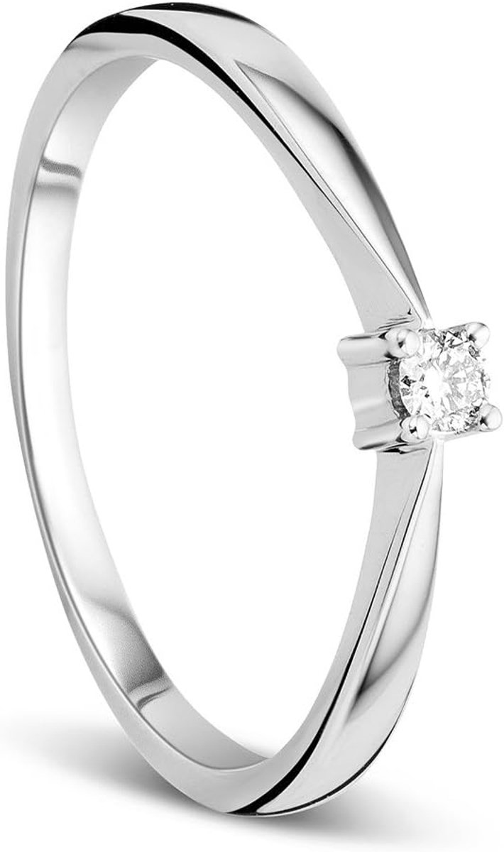 Ring dames solitaire verlovingsring witgoud 9 karaat / 375 goud